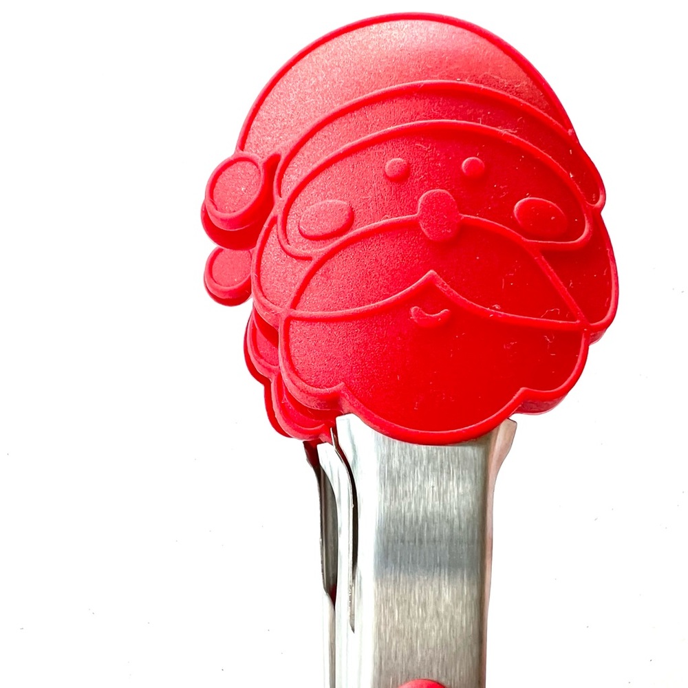 2 Red Silicone Santa Claus Kitchen Tongs Christmas Baking